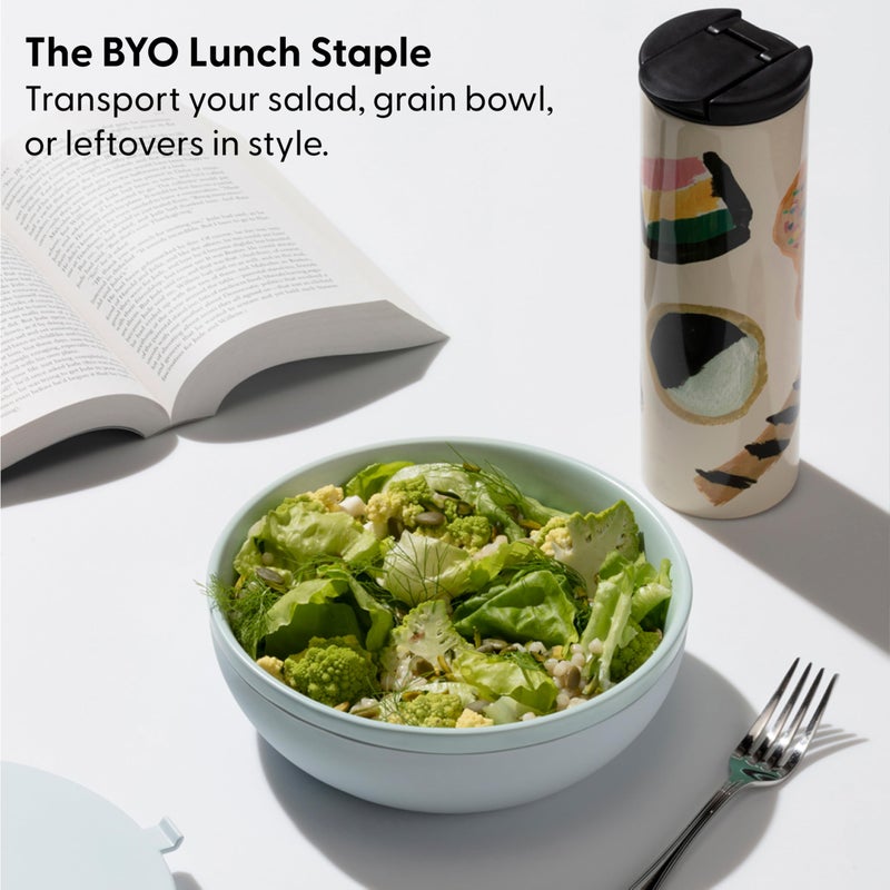 WP W&P Porter Ceramic Bowl Lunch Container w/ Protective Non-slip Exterior, Charcoal 1 Liter | Lid & Snap-tight Silicone Strap | Food Storage, Bento Box, Meal Prep | BPA-Free Ceramic - Image 2